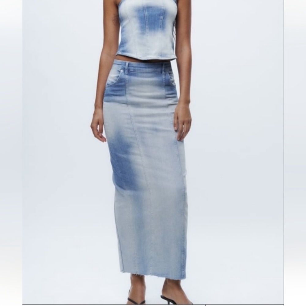 ZARA ZW Long Denim Skirt